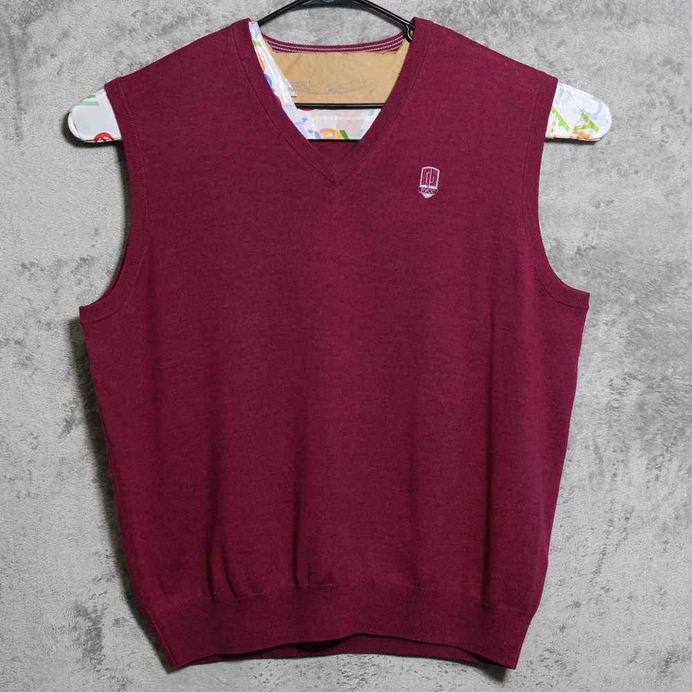 Peter Millar Vest Men XXL Burgundy Red V-Neck Merino Wool Knit PVCC Arizona Golf